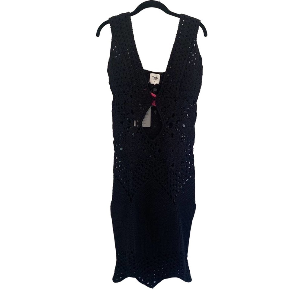 Nwt- Tach Clothing Fauna Crochet Dress In Black Women's Size Large